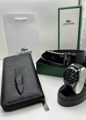 Подарочный набор для мужчины ремень, кошелек, часы + коробка #21144845