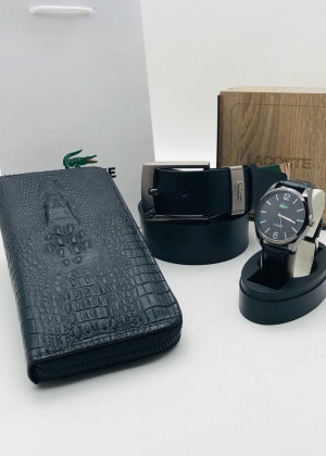 Подарочный набор для мужчины ремень, кошелек, часы + коробка 21144856