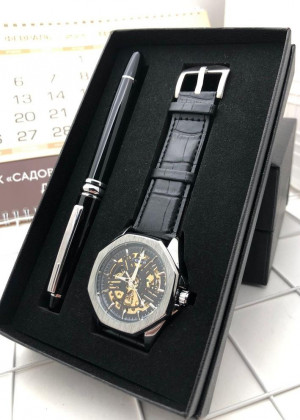 Подарочный набор для мужчины часы, ручка + коробка 21144861