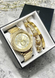 Подарочный набор для женщин часы, 2 браслета + коробка