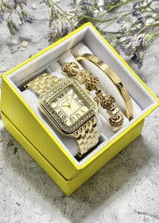 Подарочный набор для женщин часы, 2 браслета + коробка