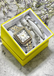 Подарочный набор для женщин часы, 2 браслета + коробка