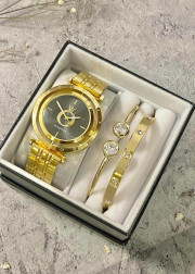 Подарочный набор для женщин часы, 2 браслета + коробка