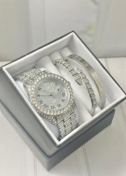 Подарочный набор для женщин часы, 2 браслета + коробка