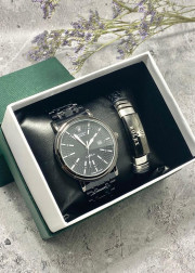 Подарочный набор для мужчины часы и браслет + коробка