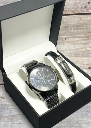 Подарочный набор для мужчины часы и браслет + коробка #23245285