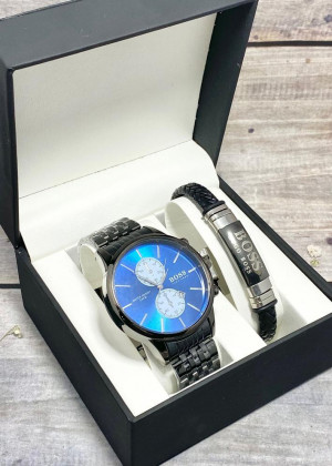 Подарочный набор для мужчины часы и браслет + коробка 23245286