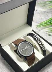 Подарочный набор для мужчины часы и браслет + коробка