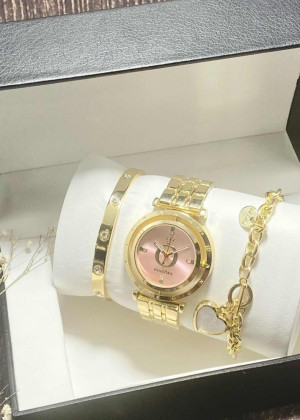 Подарочный набор для женщин часы, 2 браслета + коробка 23304499