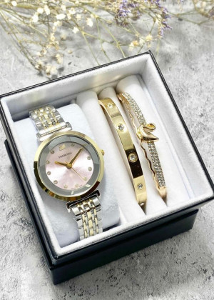 Подарочный набор для женщин часы, 2 браслета + коробка 23304526