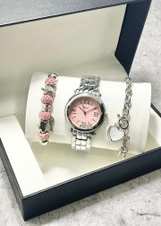 Подарочный набор для женщин часы, 2 браслета + коробка