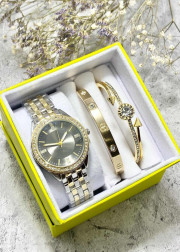 Подарочный набор для женщин часы, 2 браслета + коробка