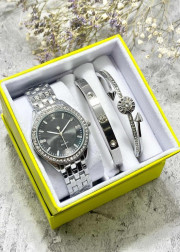 Подарочный набор для женщин часы, 2 браслета + коробка