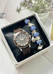 Подарочный набор для женщин часы и браслет+ коробка