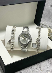 Подарочный набор для женщин часы, 2 браслета + коробка