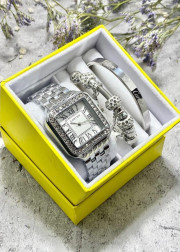 Подарочный набор для женщин часы, 2 браслета + коробка