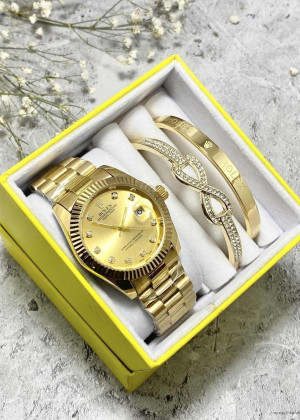 Подарочный набор для женщин часы, 2 браслета + коробка 23304584