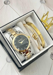 Подарочный набор для женщин часы, 2 браслета + коробка
