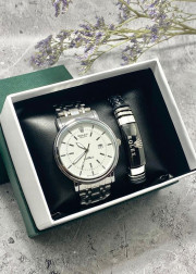 Подарочный набор для мужчины часы и браслет + коробка