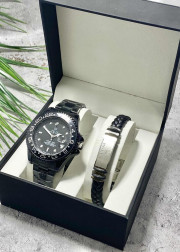 Подарочный набор для мужчины часы и браслет + коробка