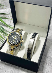 Подарочный набор для мужчины часы и браслет + коробка