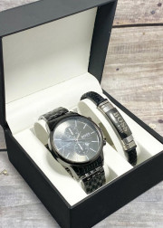 Подарочный набор для мужчины часы и браслет + коробка