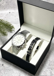 Подарочный набор для мужчины часы и браслет + коробка